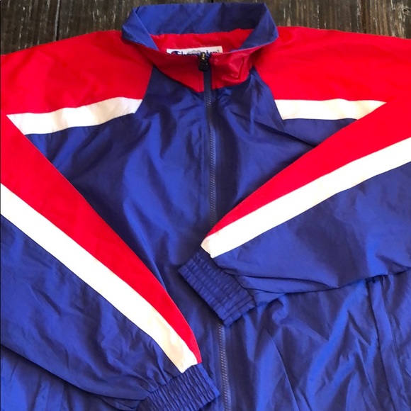 red white and blue champion windbreaker